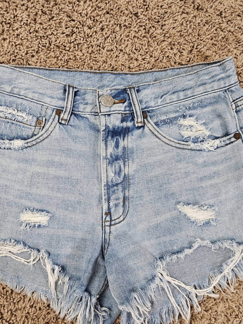 BDG Light Blue Denim Mid-Rise Shorts